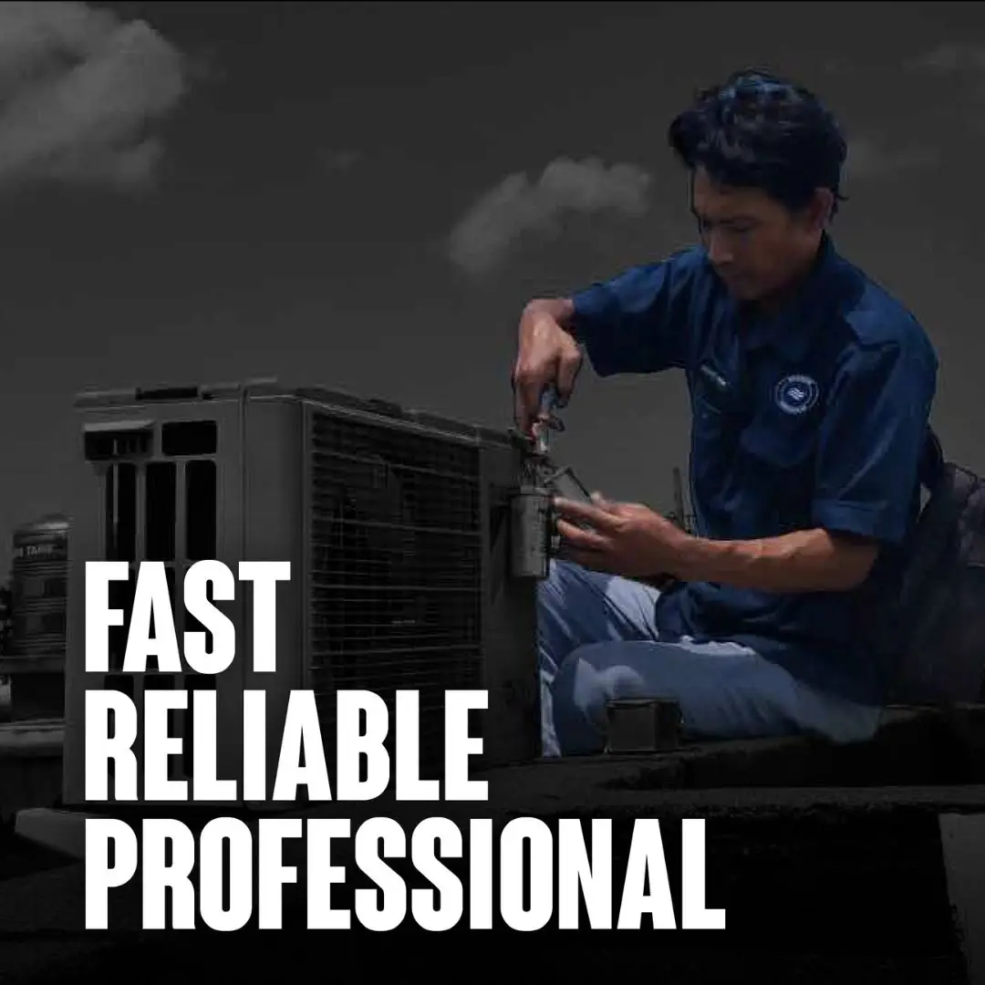 Bali Pro Services technician servicing an air-conditioning unit